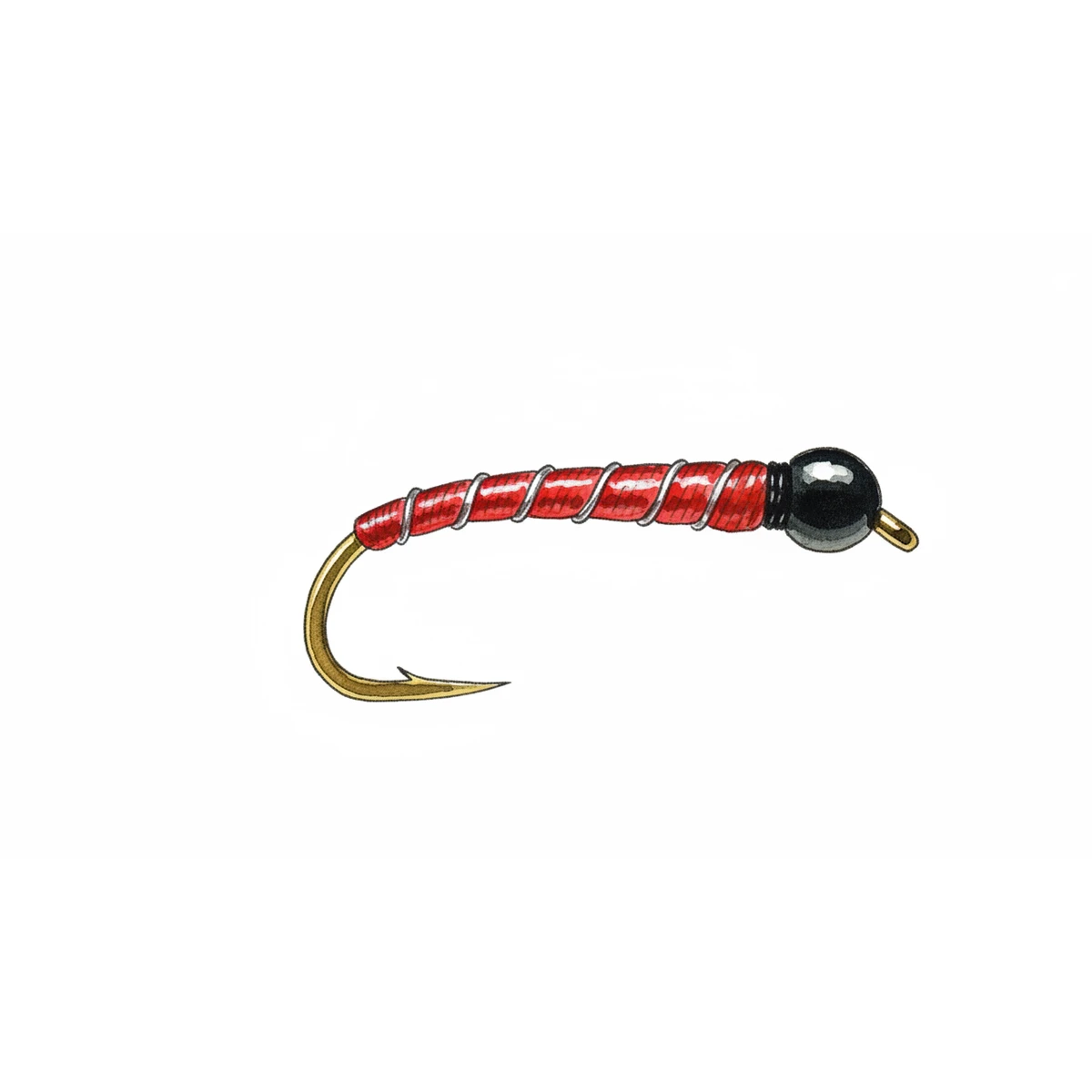 Red Bloodworm Buzzer — house-style illustration