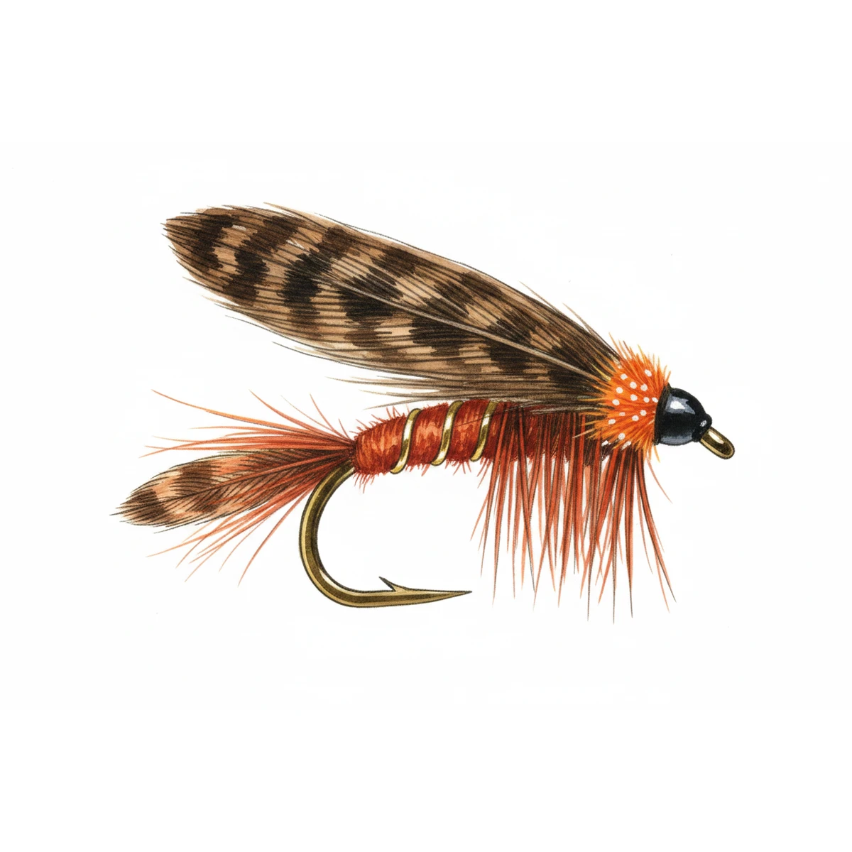 Fiery Brown Dabbler — house-style illustration